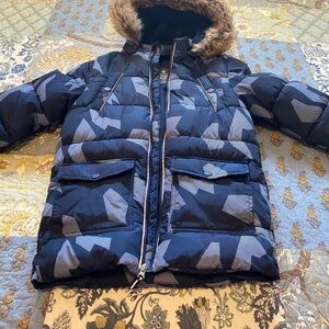 Kids Camouflage Winter Jacket with Faux Fur Hood